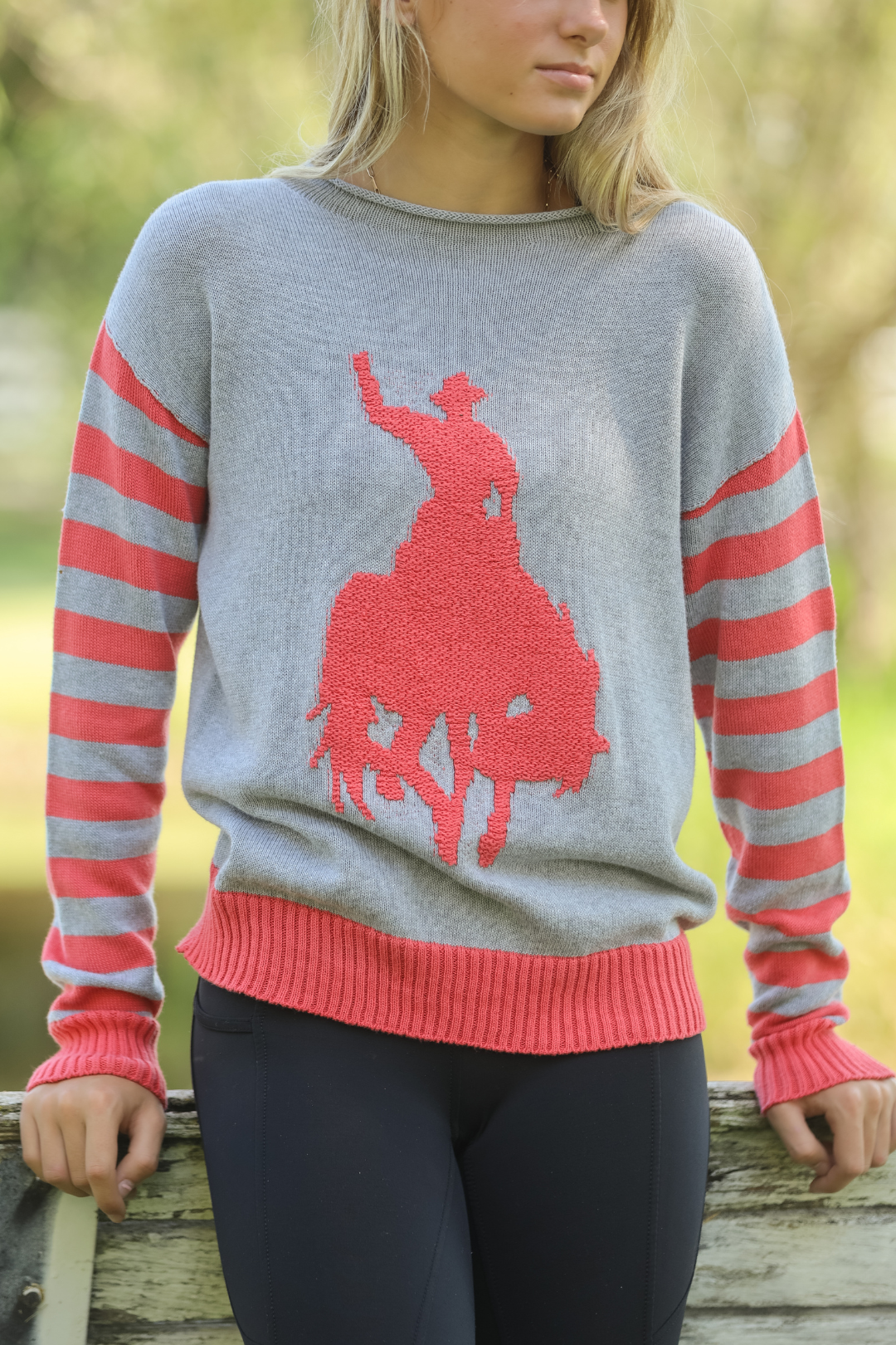 Rodeo Sweater – Seamless Egyptian Cotton, Cowboy Motif