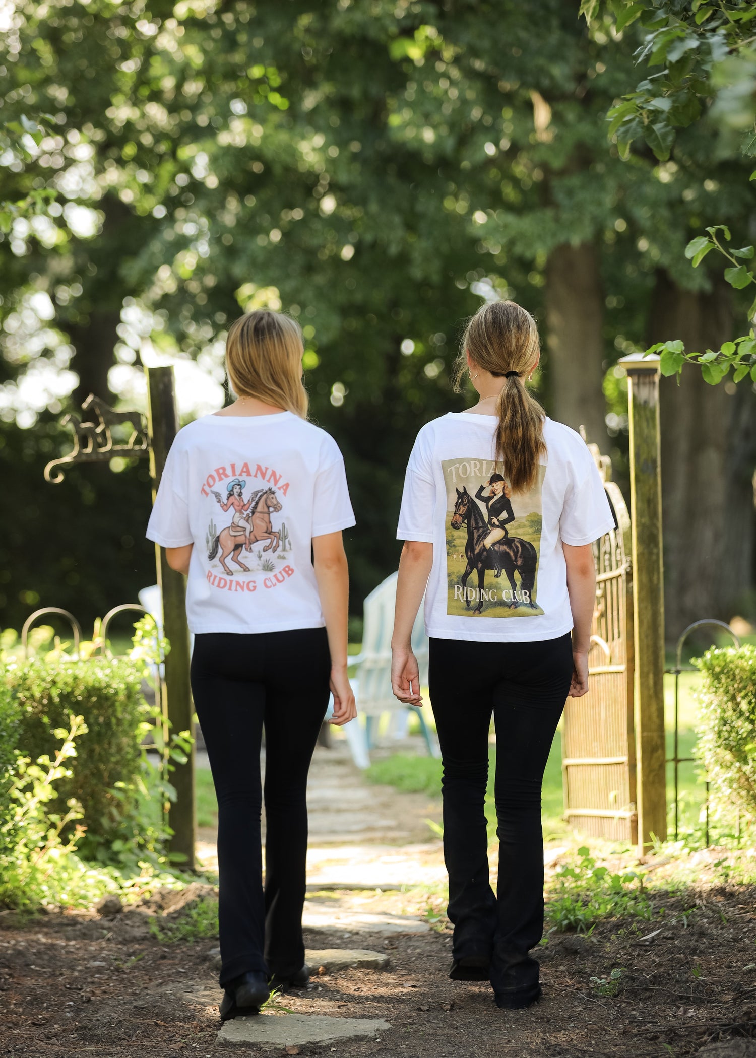 Back view of organic cotton equestrian tee by Torianna Apparel