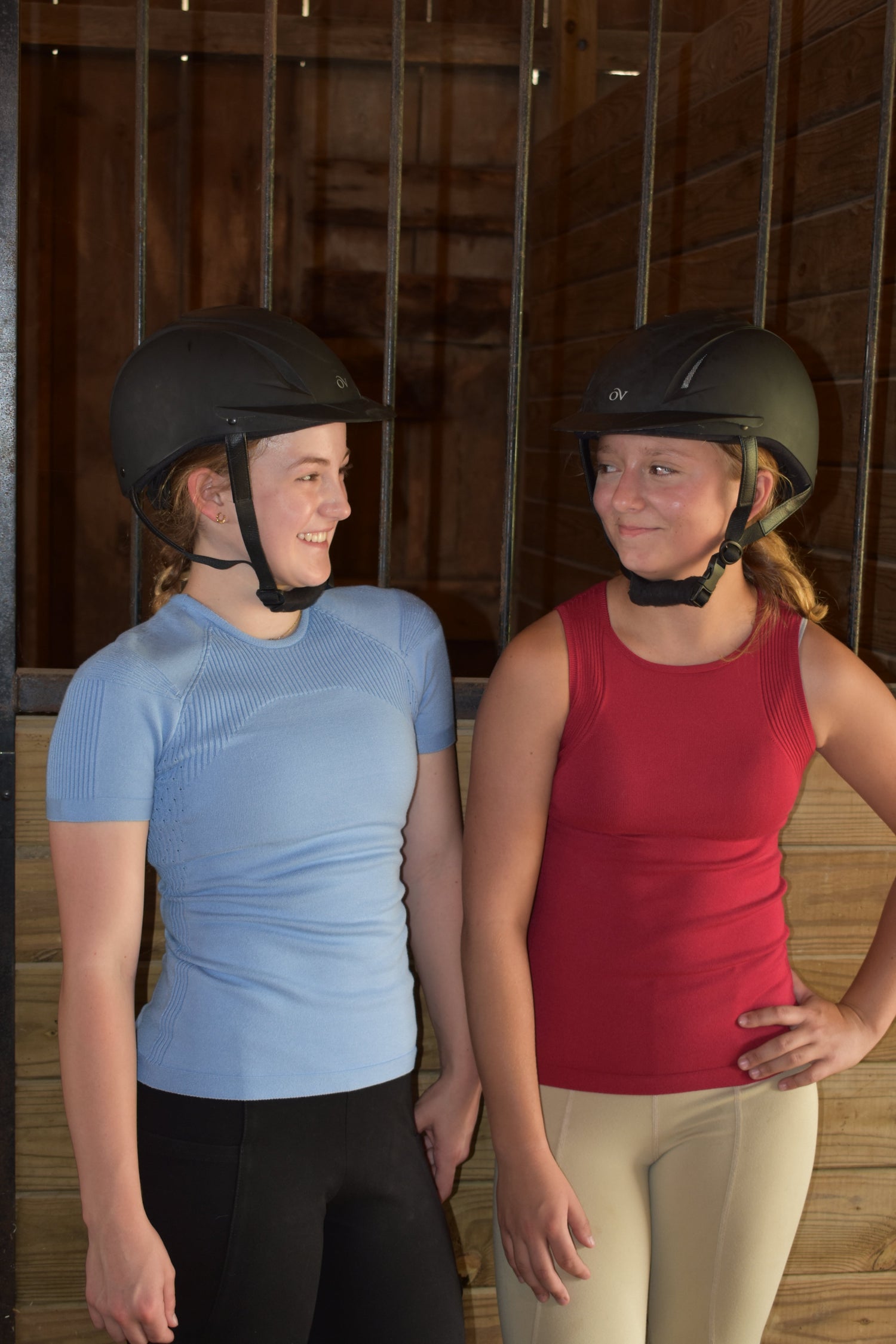 Young equestrian wearing breathable toxin-free riding shirt from Torianna youth collection