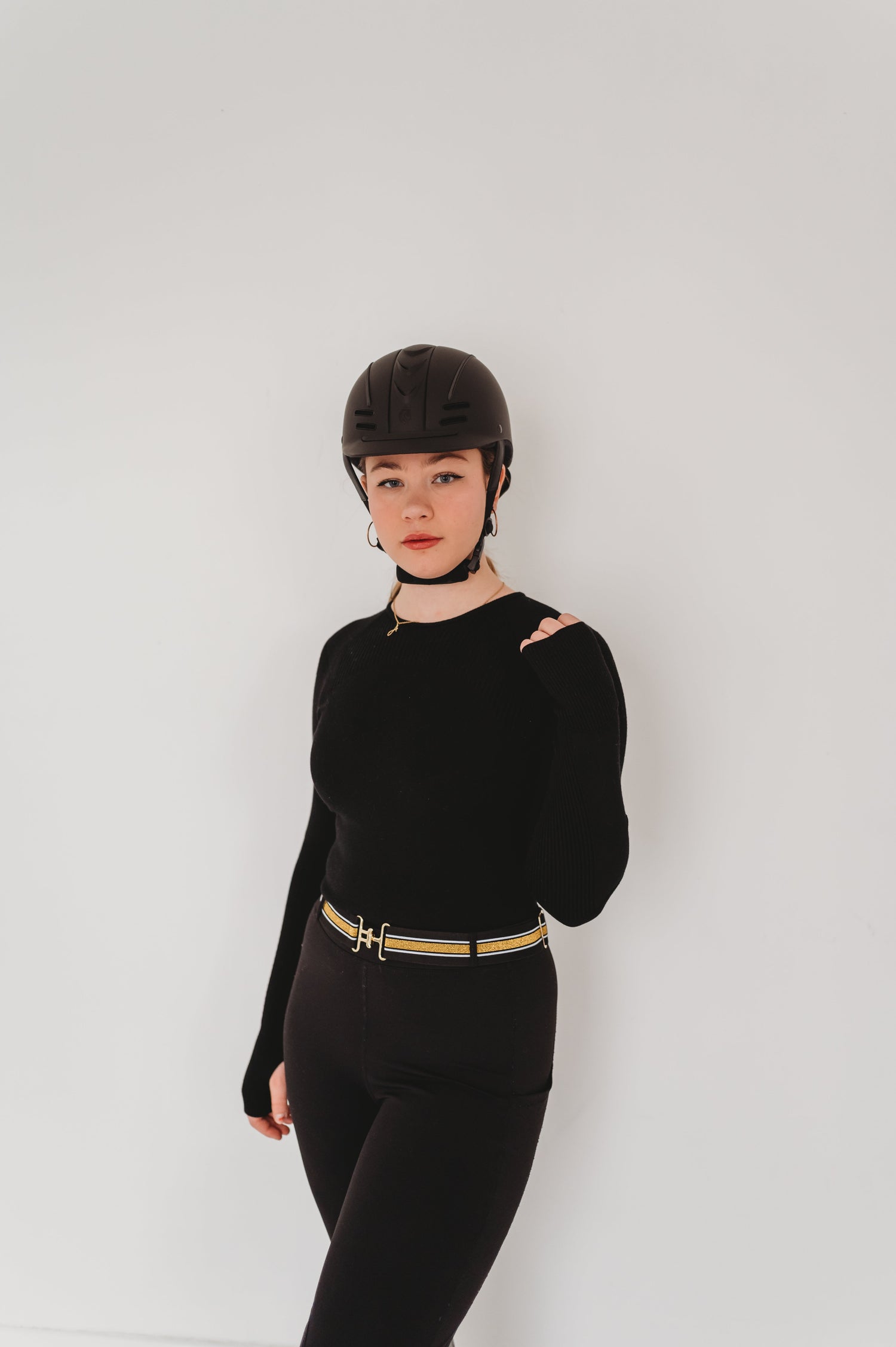 Girl in torianna black shirt